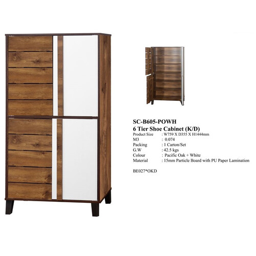 SC-B605-POWH 6 TIER SHOE CABINET (K/D)