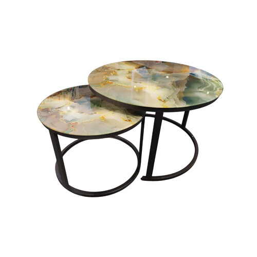 HRZ-YZ116 GLASS COFFEE TABLE 70+50CM