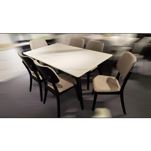 HY-Y863+Y12 MARBLE DINING SET (1+6)