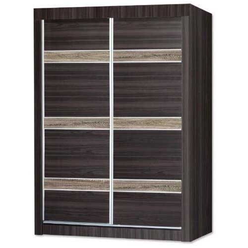 WD-1555-BRN 2 Sliding Doors Wardrobe with Anti Jump Roller