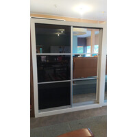 WD-WB-WH-GM W1.58XH1.58M 2 SLIDING DOORS WARDROBE WITH MIRROR+BLACK GLASS DOOR WB-1922-WH+WD-1910+WD-1911++WB-1901-WH+WB-1906-WH