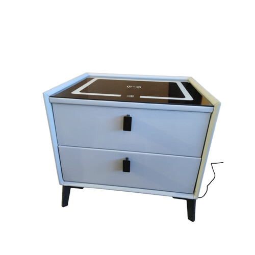 YY-832# BEDSIDE TABLE, GREY WITH BLACK LEG